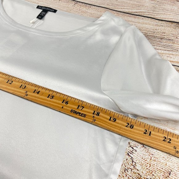 Eileen Fisher Women's Satin Ballet Neck Top Recycled Polyester Bone NWT Sz S/P - Picture 8 of 8